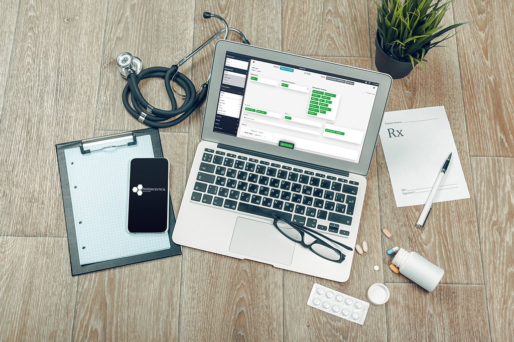 Stethoscope Laptop Closeup